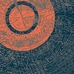 Natural wood vector texture with bright geometric shape.