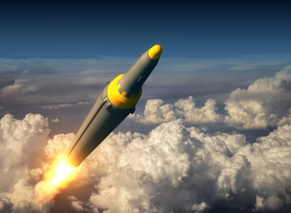 North Korean Ballistic Rocket Over The Clouds