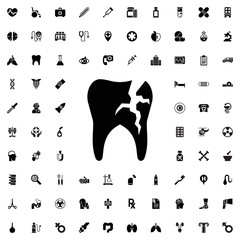 Tooth icon. set of filled medicine icons.