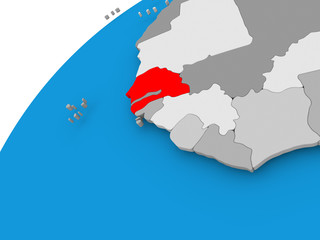 Fototapeta premium Map of Senegal in red