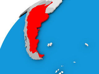 Fototapeta premium Map of Argentina in red