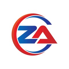 za logo vector modern initial swoosh circle blue and red