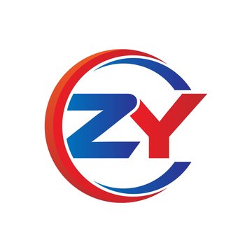zy logo vector modern initial swoosh circle blue and red