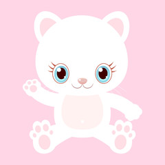 Nice white cat. Little kitty. Children's character.