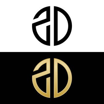 zo initial logo circle shape vector black and gold