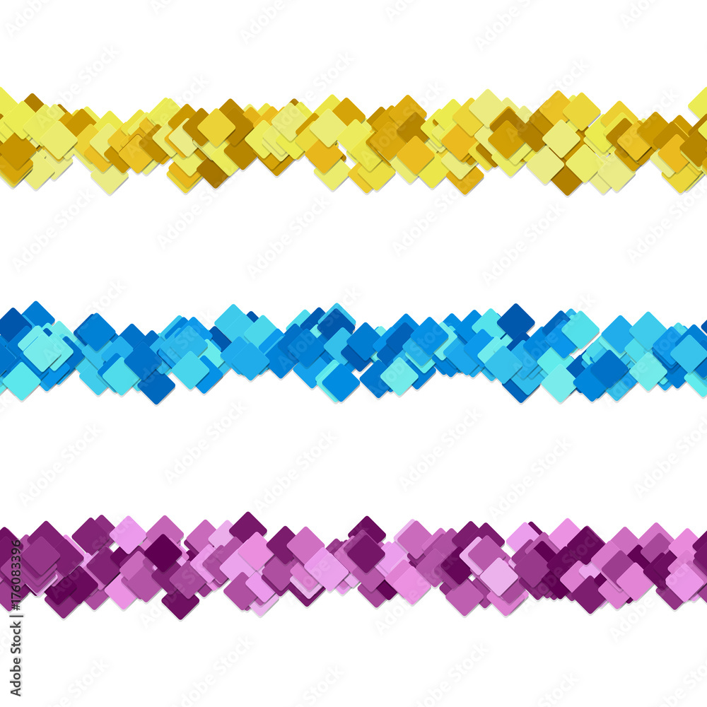 Poster seamless chaotic square pattern text divider line design set - vector graphic design elements