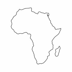 Africa map outline graphic freehand drawing on white background. Vector illustration. - obrazy, fototapety, plakaty
