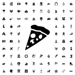 Pizza slice icon. set of filled holiday icons.