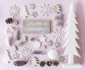 Fototapeta na wymiar Christmas Decoration, Flat Lay, Text Seasons Greetings