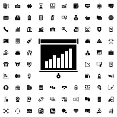 Graph on board icon. set of filled finance icons.