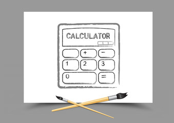drawing calculator on white paper