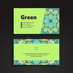 Business Card. Vintage decorative elements. Ornamental floral business cards or invitation with mandala