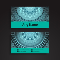 Business Card. Vintage decorative elements. Ornamental floral business cards or invitation with mandala
