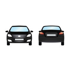 Car vector template on white background. Business sedan isolated. black sedan flat style. side back front view
