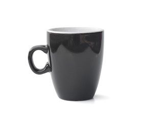 black coffee cup with simple design isolated on white background
