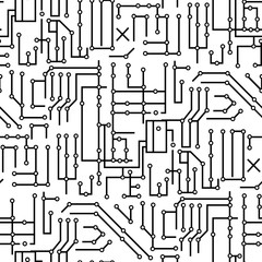 Circuit Board. Technical vector seamless pattern with circuit board. Seamless pattern. Computer circuit board.