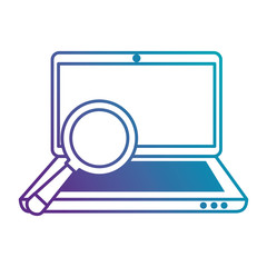 laptop computer with magnifying glass