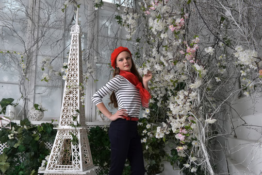 A Girl In A Red Beret In The Spring