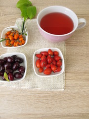 Früchtetee mit Kornelkirsche, Hagebutte und Sanddorn