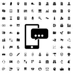 Fototapeta na wymiar Message on phone icon. set of filled company icons.
