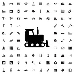 Bulldozer icon. set of filled construction icons.