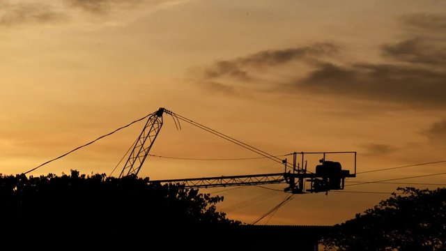 sunset with machine