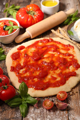 raw pizza preparation