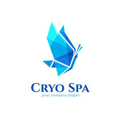 Obraz premium Vector logo design. Ice butterfly sign for cryotherapy