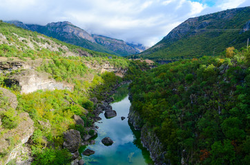 Fototapeta na wymiar Beautiful view of canyon of river Moraca, Montenegro