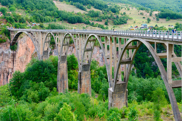 View of Djurdjevic Bridge, Tara River canyon, Montenegro