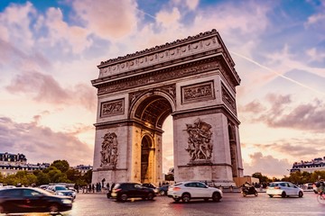 sunset triumphal arch of Paris