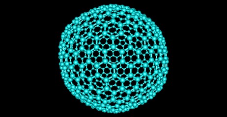 Fullerene C720 molecular structure isolated on black