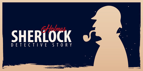Fototapeta premium Sherlock Holmes banners. Detective illustration. Illustration with Sherlock Holmes. Baker street 221B. London. Big Ban.