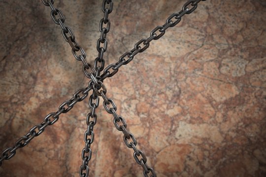 Composite image of 3d image of metallic chains intersecting