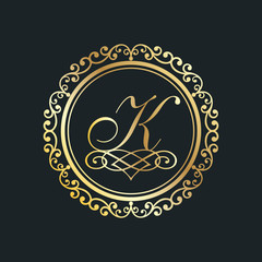 monogram letter k gold
