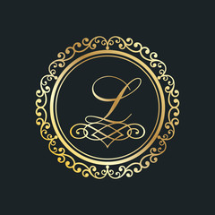 monogram letter l gold