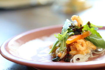 open summer roll on a plate