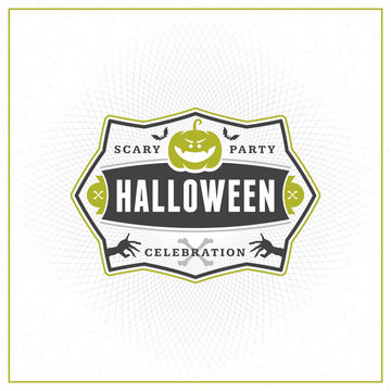Happy Halloween Badge, sticker, label. Design element for greeting card or party flyer. Vector illustration