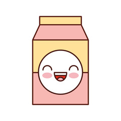 kawaii milk or juice box carton with drinking