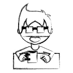 flat line monochromatic  man   drinking coffee  over white  background  vector illustration