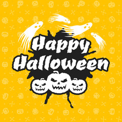 Happy Halloween greeting card. Typography design elements for greeting card or party flyer. Vector illustration