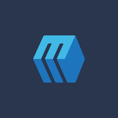 Letter M cube icon design template elements