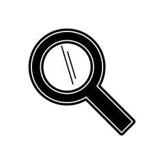 flat line monochromatic  magnifying glass  over white background  vector illustration