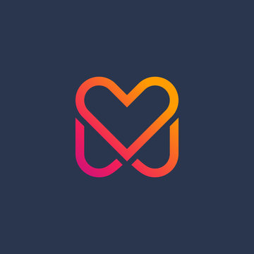 Letter M heart logo icon design template elements