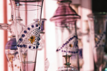 Fototapeta na wymiar Bright Arabic glassware, background