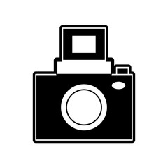flat line monochromatic  camera over white background  vector  illustration