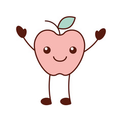 kawaii fresh fruit apple food market cartoon