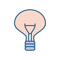 flat line colored light bulb over white background vector illustration