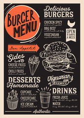 Burger menu restaurant, food template.