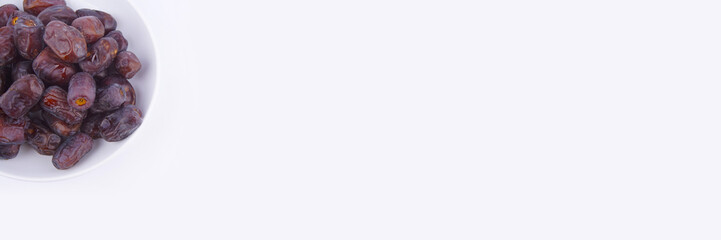 Close up concept of dried Dates and Dates concentrate on isolated white background.